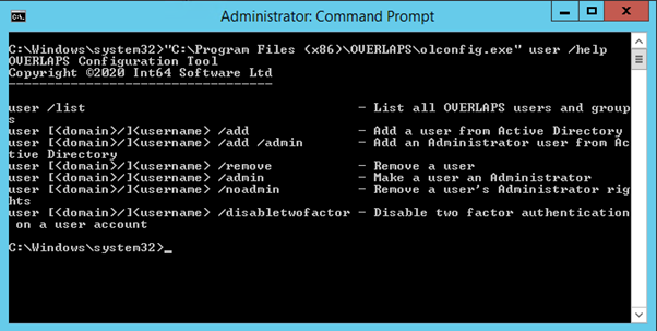 A screenshot of the command-line configuration tool for managing users
