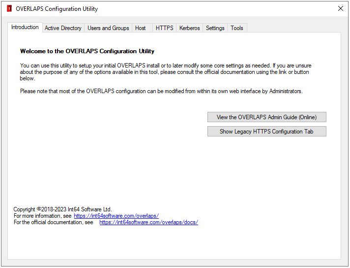 Screenshot of the Configuration Utility's welcome screen