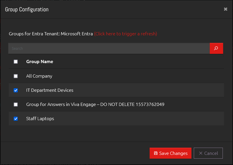 Enabling and disabling Entra Groups for use in OVERLAPS
