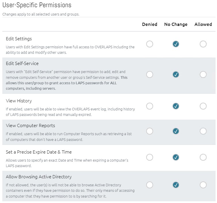 A screenshot showing the interface for editing multiple users' access levels at once.