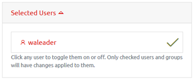 The "Selected Users" List shown when editing multiple users at once.