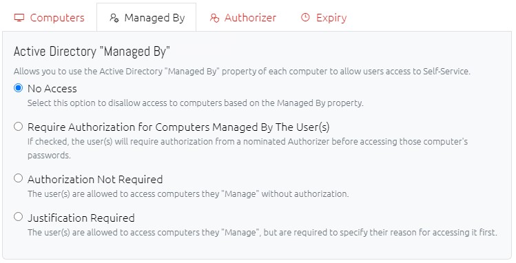 Accessing Self-Service devices via the "Managed By" attribute