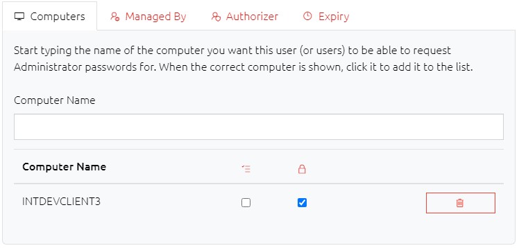 Edit Self-Service User Window
