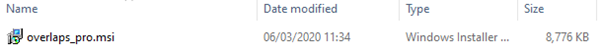 A screenshot of the OVERLAPS MSI installer file