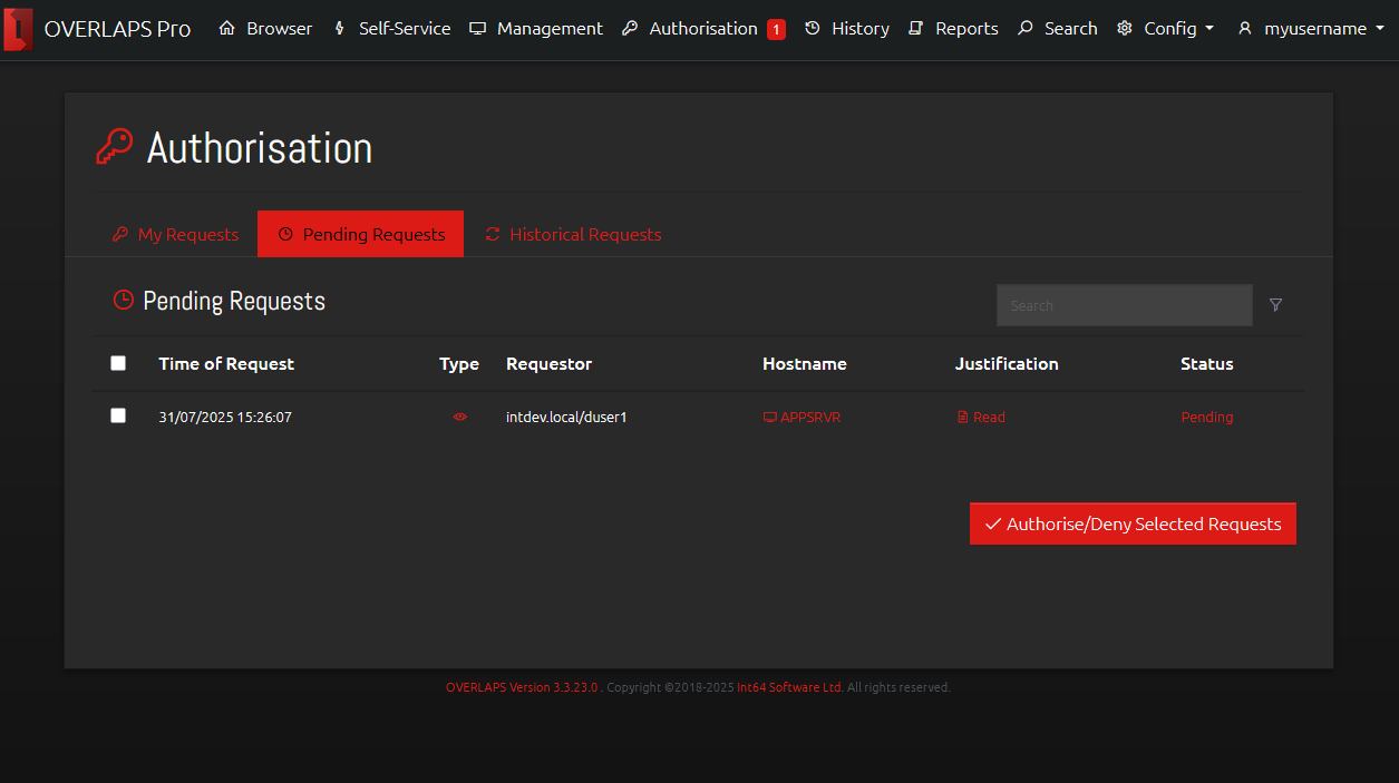 Authorisor's View of the Authorisation Request System